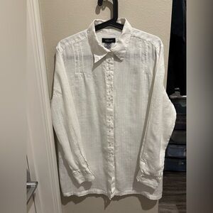 Vintage Willi Smith Women's White Button Down Shirt Size L